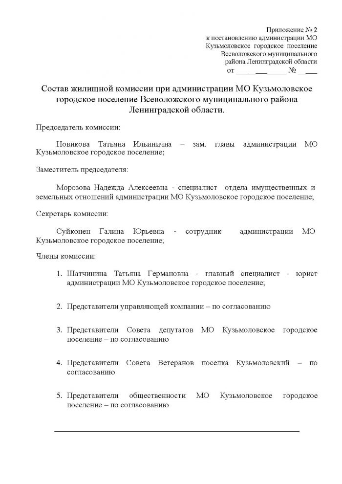 Постановление от 04.10.2012 № 155 Об утверждении Положения о жилищной комиссии при администрации МО Кузьмоловское городское поселение Всеволожского муниципального района Ленинградской области