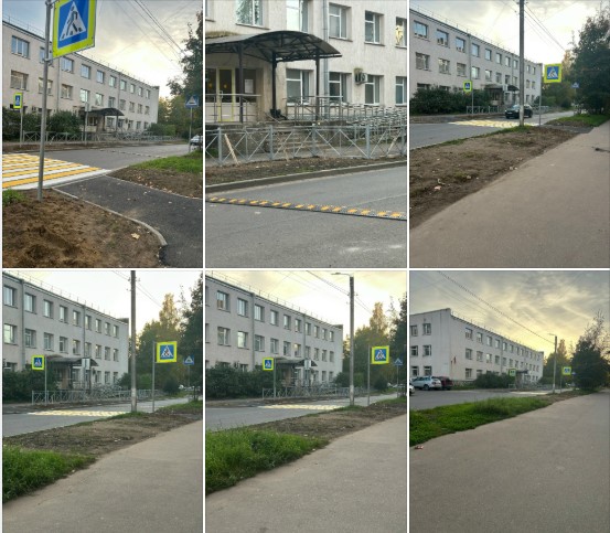 Новый пешеходный переход у отделения Пенсионного фонда в Кузьмоловском